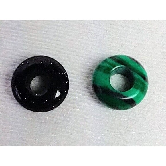 Italian 925 Wheat Chain And 2 Stone/Glass Discs 7" Chain Bracelet - Picture 8 of 12